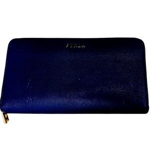 Furla Navy Wallet with Gold Details